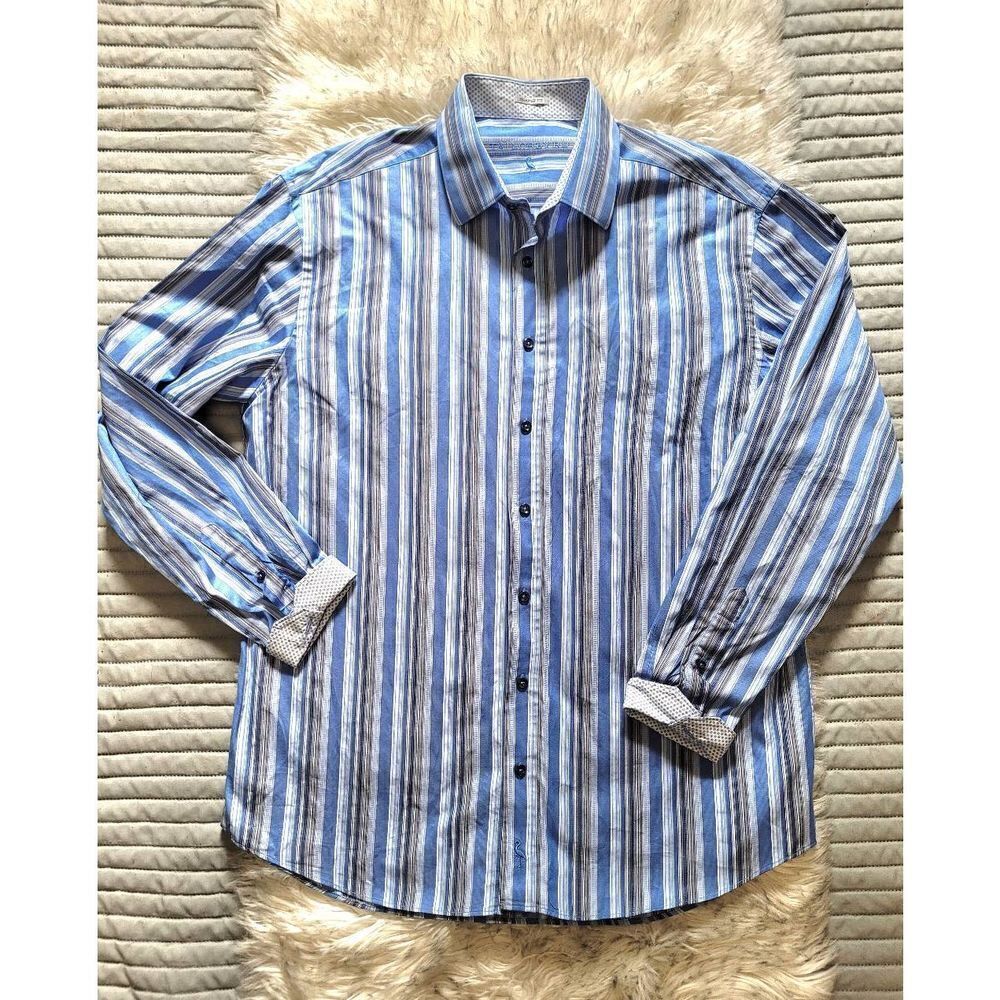 TailorByrd Striped Button Down Shaped Fit Dress Shirt, Mens XXL